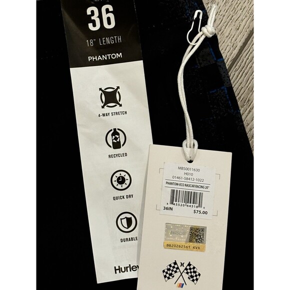 Hurley x Nascar Mens Board Shorts Phantom Racetrack Swim Size 36 Black - Picture 4 of 9